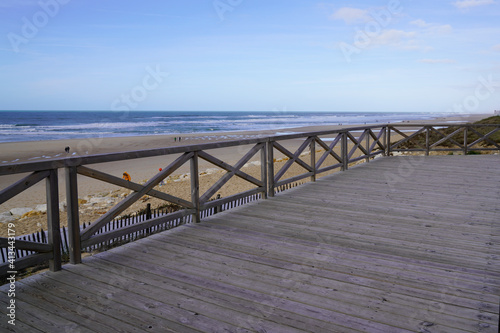 Lacanau Ocean wooden pontoon access beach in city center France