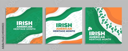 Irish-American Heritage Month in march celebration in usa, post banner design, Vector