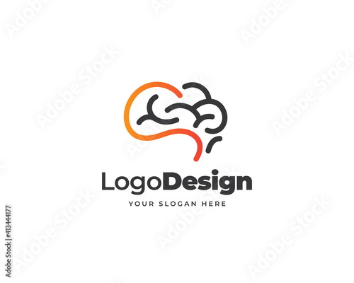 S brain logo vector. Creative modern line think logo design
