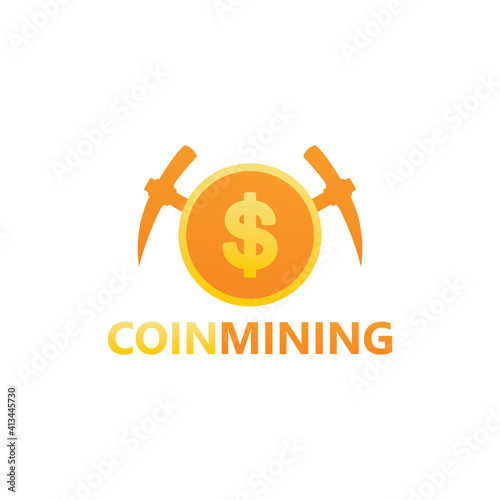 Coin mining logo template design