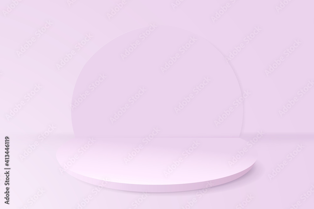 Obraz premium Soft pink geometric podium with Minimal design. 3d vector illustration