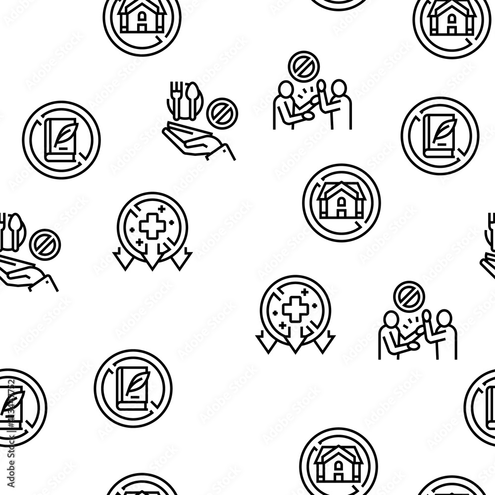 Poverty Destitution Vector Seamless Pattern Thin Line Illustration Poverty Destitution Vector Seamless Pattern Thin Line Illustration
