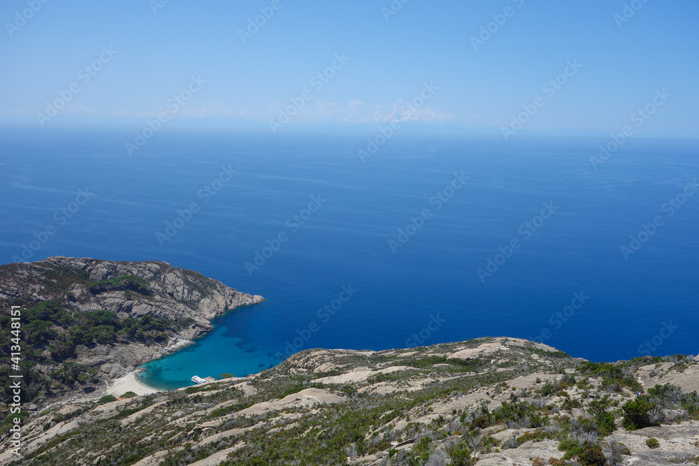 Cala Maestra beach at Isle of Montecristo in Portoferraio Stock Photo