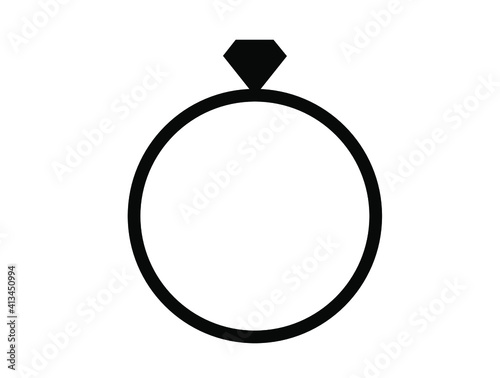 Diamond ring engagement icon, ring silhouette isolate, vector EPS10.