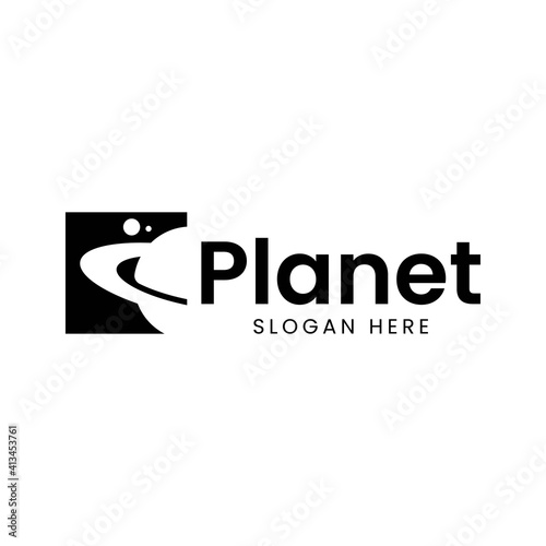World Travel Planet Logo design Negative space style vector illustration