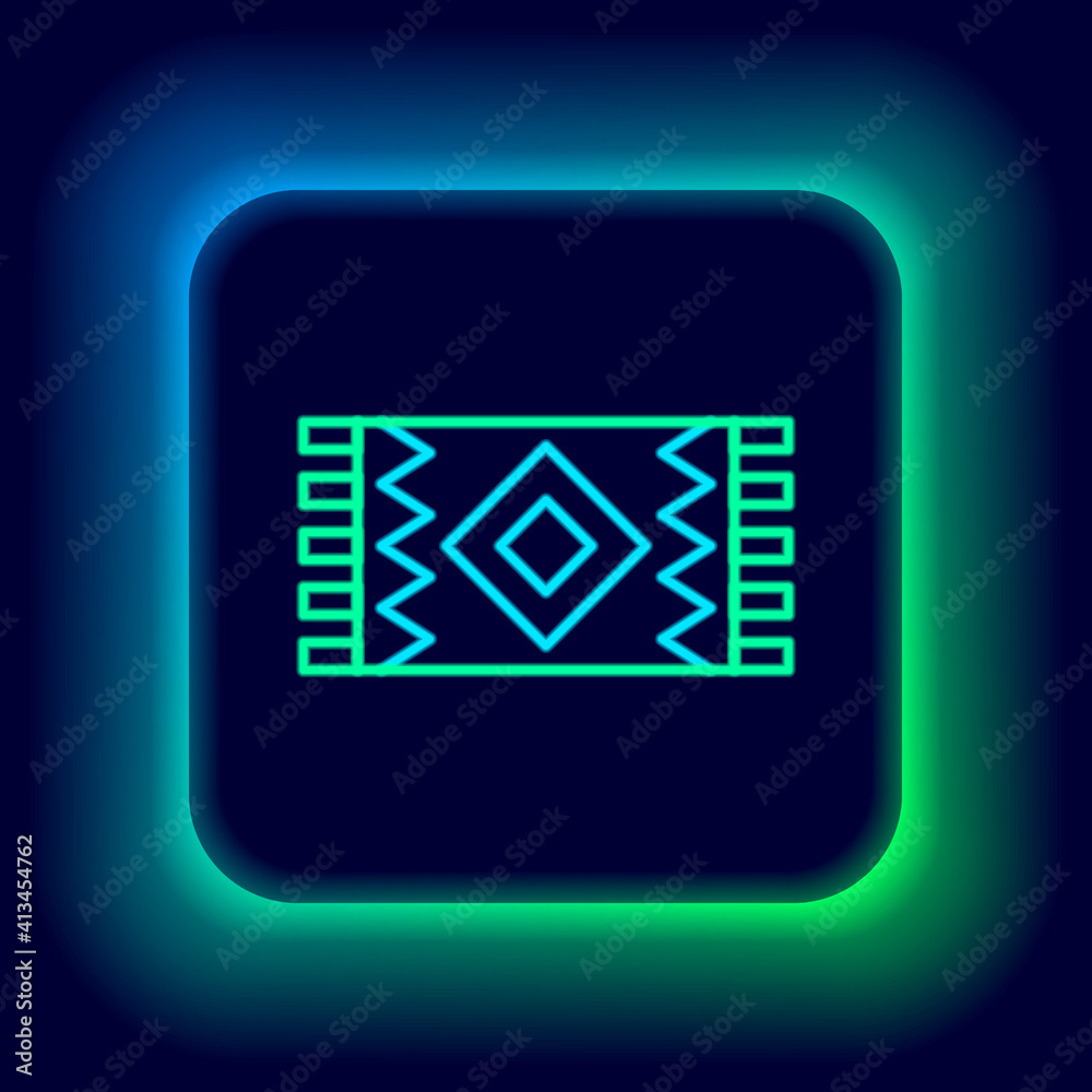 Glowing neon line Mexican carpet icon isolated on black background. Colorful outline concept. Vector. Glowing neon line Mexican carpet icon isolated on black background. Colorful outline concept. Vector.