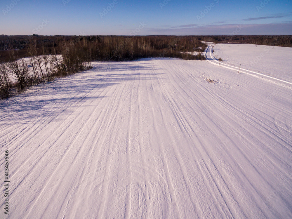 Llandscape with snow covered field Llandscape with snow covered field