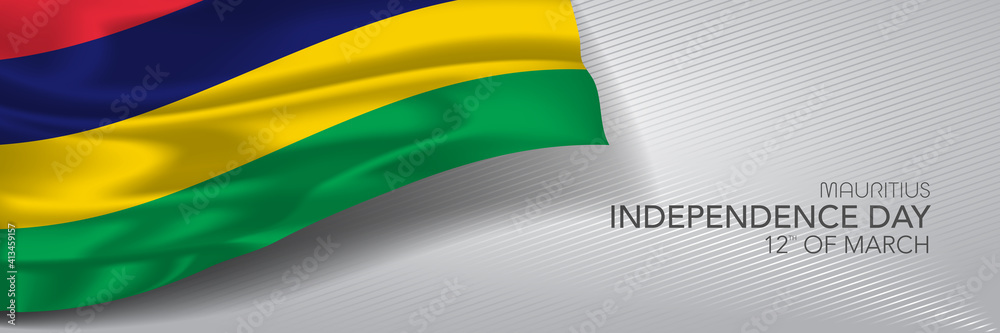 Fototapeta premium Mauritius independence day vector banner, greeting card