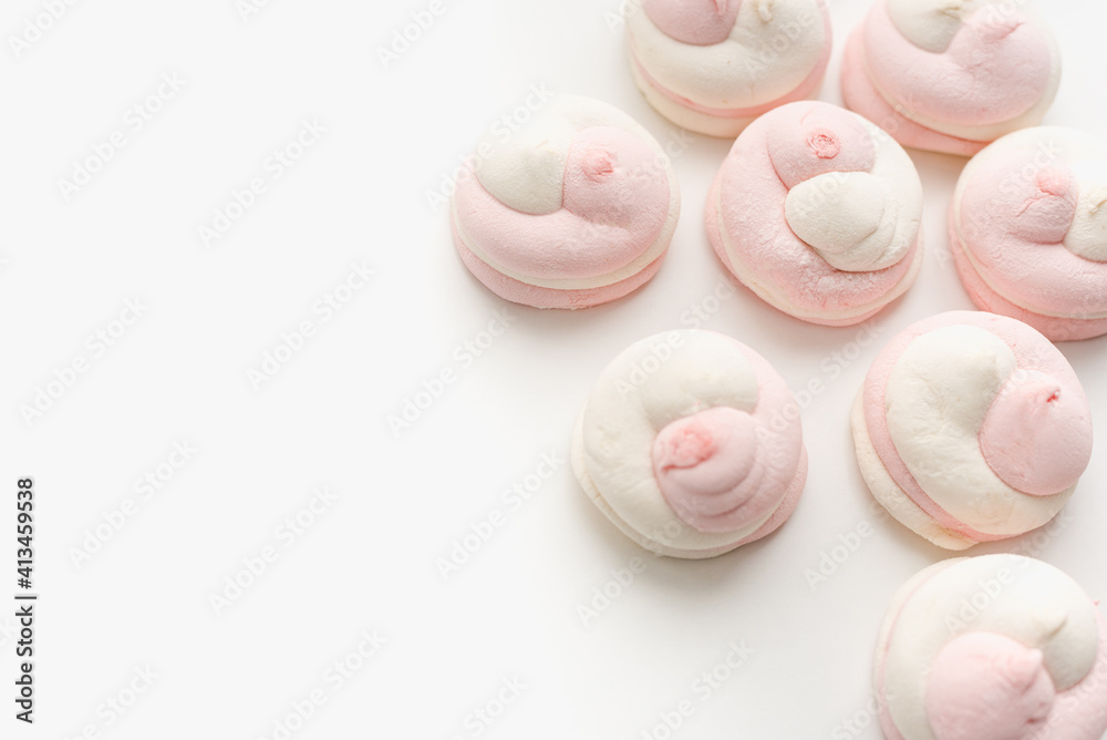 pink marshmallow on white background pink marshmallow on white background