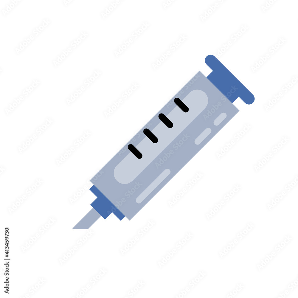 An insulin syringe. Treatment of diabetes. The cure and the vaccine. Sharp needle. Doctor tool. Flat cartoon illustration An insulin syringe. Treatment of diabetes. The cure and the vaccine. Sharp needle. Doctor tool. Flat cartoon illustration