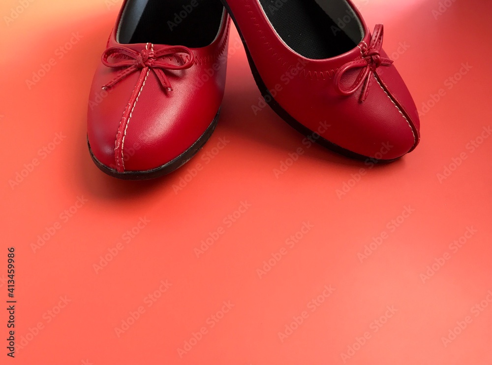 red shoes on a table