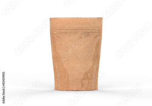 Фотография Kraft paper pouch mockup for tea, coffee, pulses, beans, cereals & corn flakes