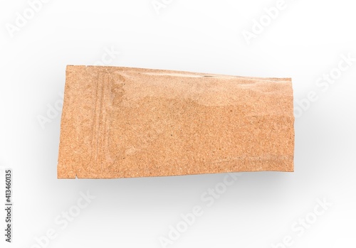 Kraft paper pouch mockup for tea, coffee, pulses, beans, cereals & corn flakes. Blank craft doy-pack mock up on isolated white background, 3d illustration 