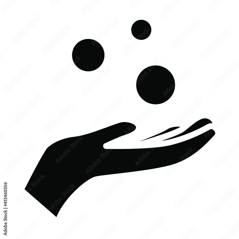 Money on hand, obtain glyph icon concept. Simple solid style hand and coins for web template and app. Vector illustration isolated on white background. EPS 10 Money on hand, obtain glyph icon concept. Simple solid style hand and coins for web template and app. Vector illustration isolated on white background. EPS 10