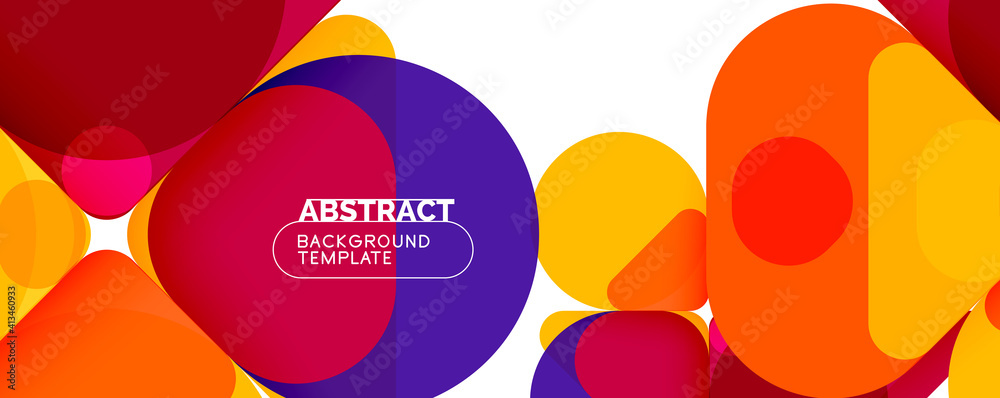 Flat geometric round shapes and dynamic lines, abstract background. Vector illustration for placards, brochures, posters and banners Flat geometric round shapes and dynamic lines, abstract background. Vector illustration for placards, brochures, posters and banners