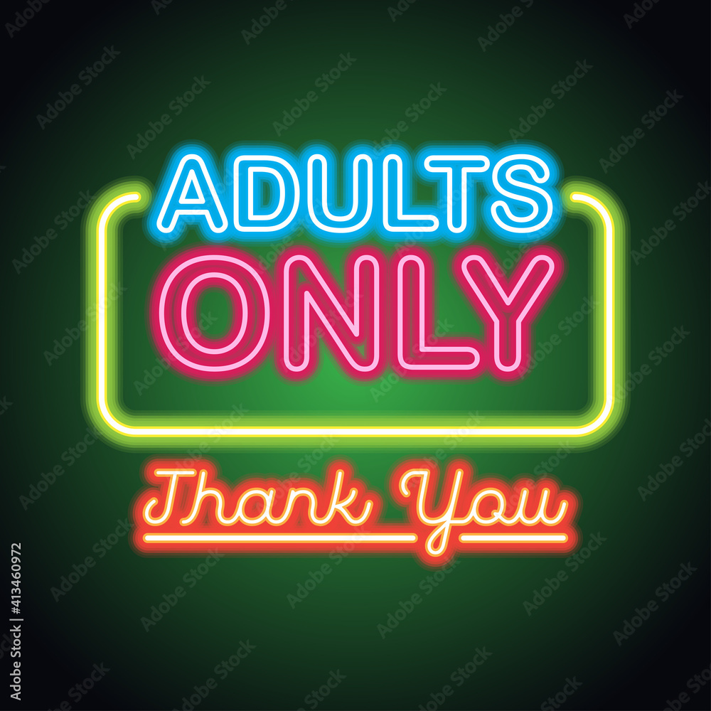adults only glowing box for outdoor business advertising neon sign billboard. vector illustration adults only glowing box for outdoor business advertising neon sign billboard. vector illustration
