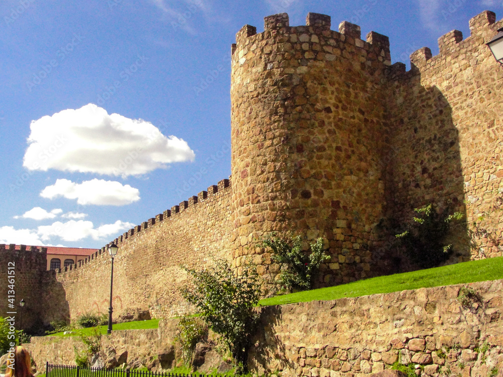 Views of the medieval and historic castle of Plasencia, Caceres, Spain