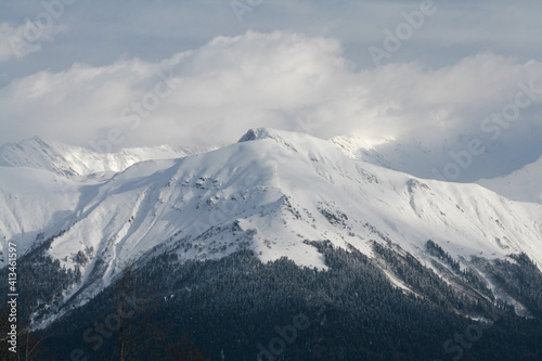 View of the Caucasus Mountains, Sochi, Russia.