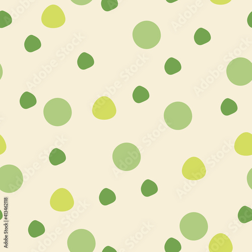 Big polka dots green on light background vector pattern
