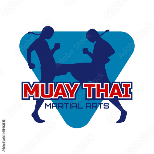 muay thai martial art isolated on white background. vector illustration