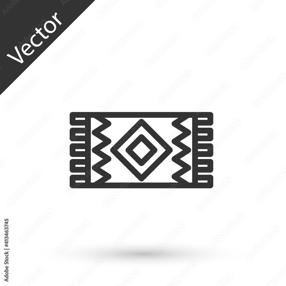 Grey line Mexican carpet icon isolated on white background. Vector. Grey line Mexican carpet icon isolated on white background. Vector.