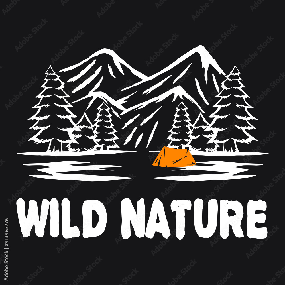 wild nature, camping art and graphic design 