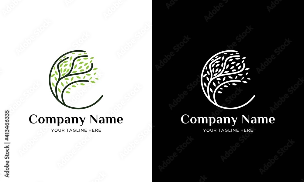 Circle Tree vector logo this beautiful tree is a symbol of life, beauty ...