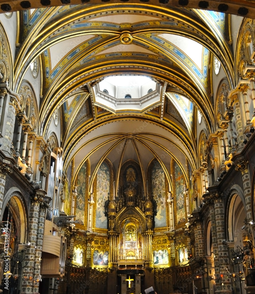 Barcelona, Spain - June 2018: Montserrat monastery interiors
