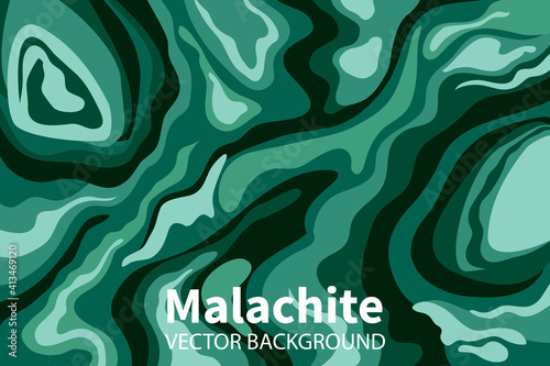 Malachite abstract background in flat style. Minimalistic vector illustration.
