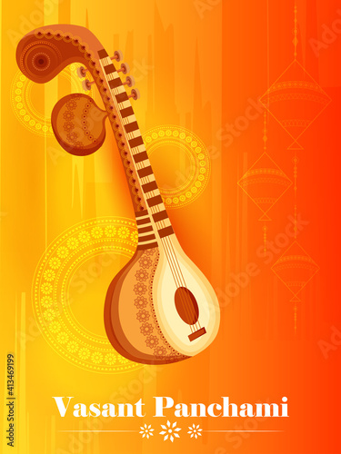 Vasant Panchami Saraswati Puja Indian festival background