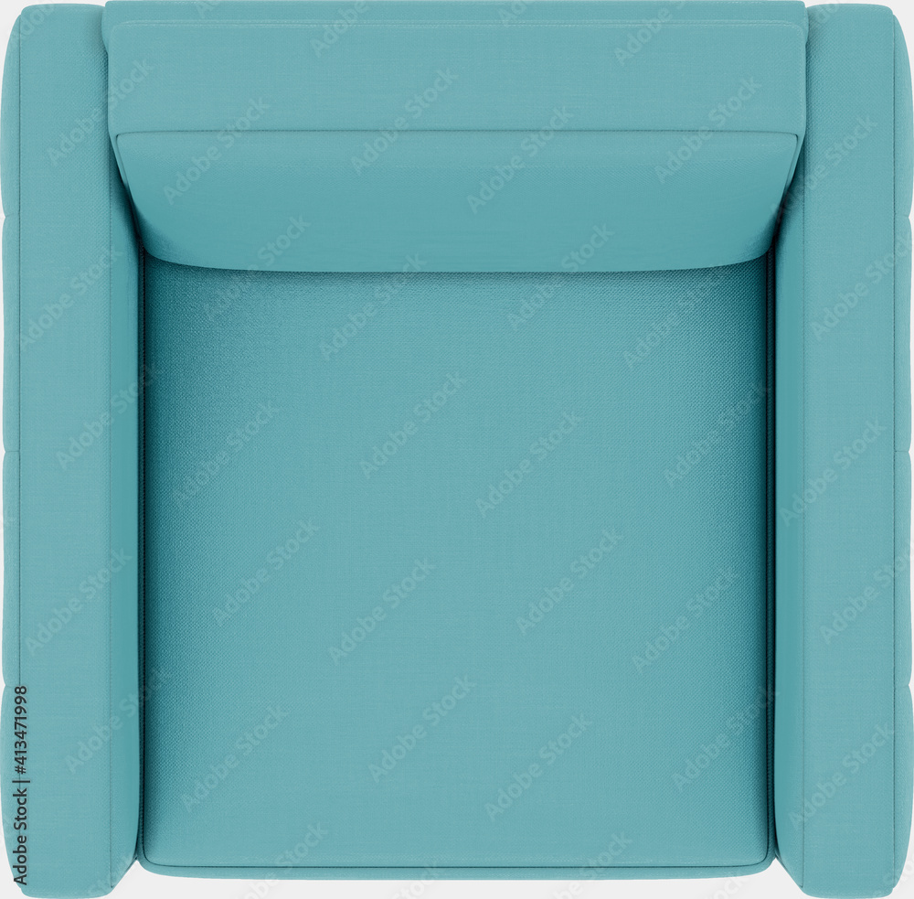 Armchair top view isolated on background. 3d rendering illustration