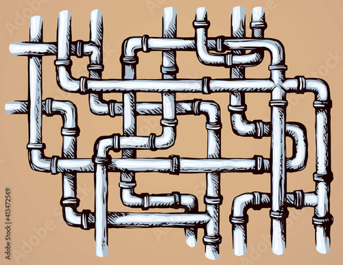 Plumbing pipes. Vector drawing symbol
