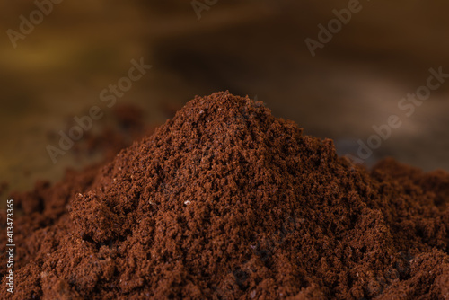 Fresh roasted ground brown coffee