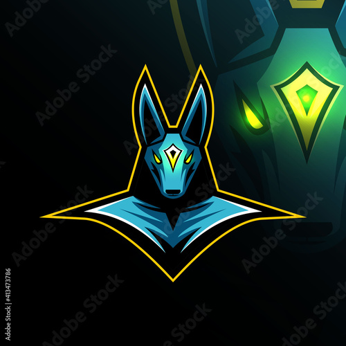 Head anubis mascot logo e-sport design