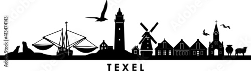 TEXEL Island Den Burg Silhouette Vector