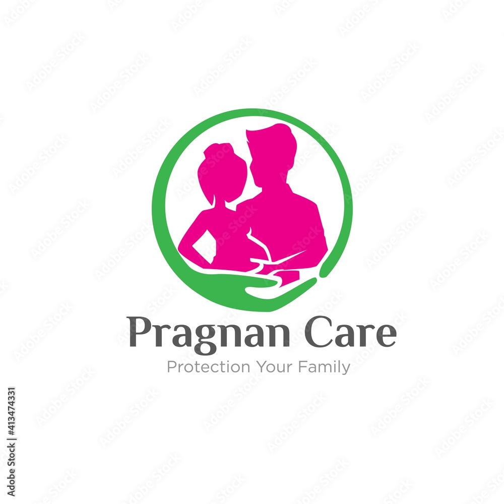 Obraz premium pregnant care logo designs simple modern protect the family
