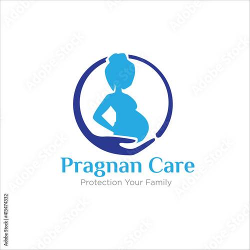 pregnant care logo protection mom and baby to happy family