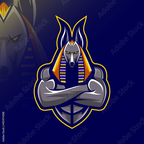Anubis mascot logo e-sport design