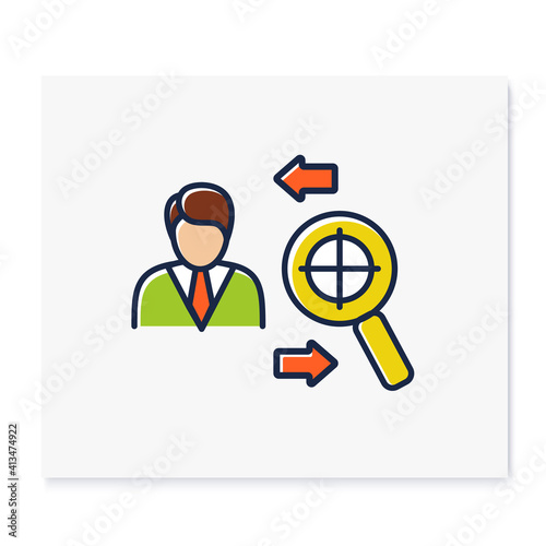 Find purpose color icon. Personal growth concept. Catch out goals. Self improving. Life purpose. Self development. Growth plan. Isolated vector illustration