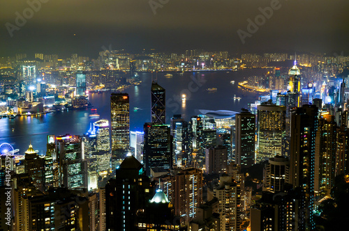 Night view of Victoria Peak in Hong Kong