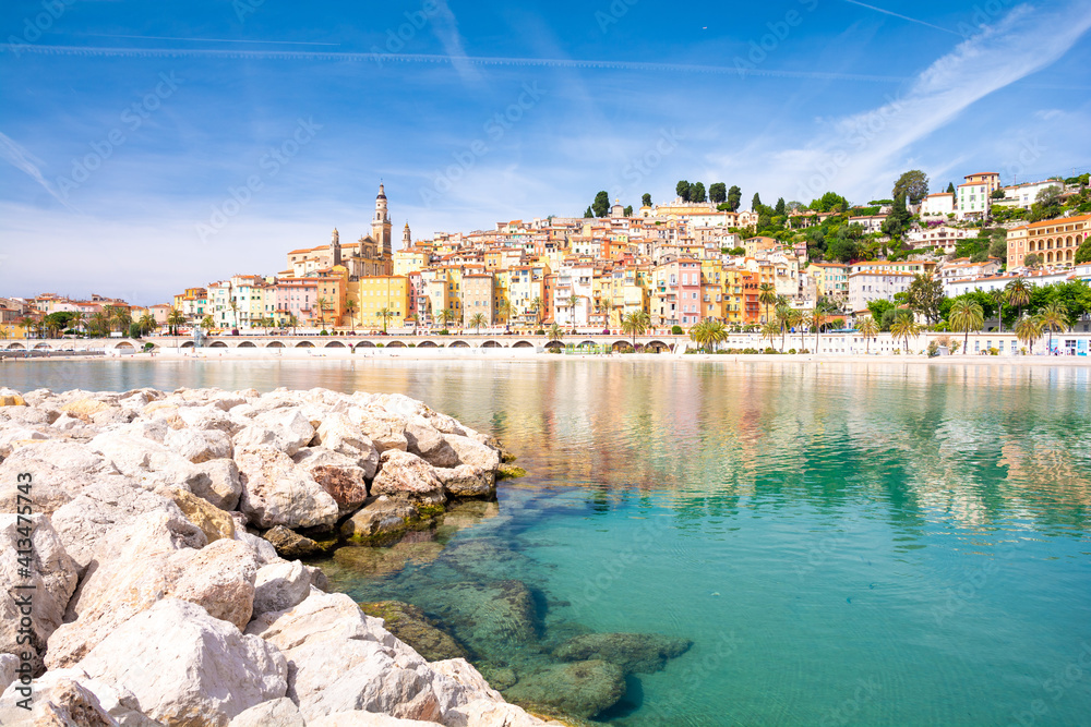 colorful town Menton on cote d'azur in south France