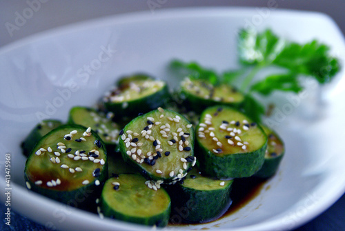 salad with cucumber and soy sauce
