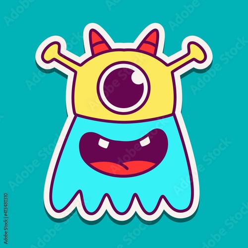 cute doodle monster designs for coloring, backgrounds, stickers, logos, symbol, icons and more
