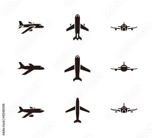 旅行媒体の挿絵カットやUIに使える飛行機アイコン9種セット