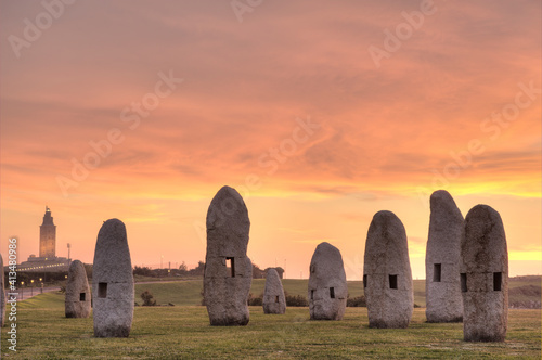 stonehenge at sunset, menhires 