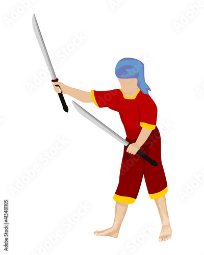Ancient strong man warrior cartoon shape vector design