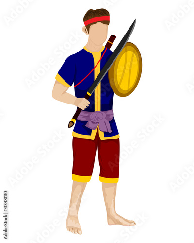 Ancient strong man warrior cartoon shape vector design