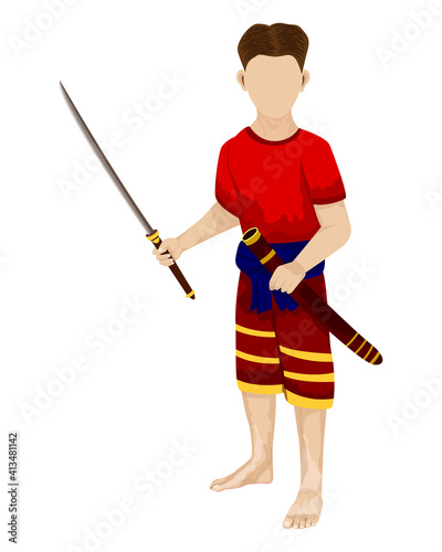 Ancient strong man warrior cartoon shape vector design