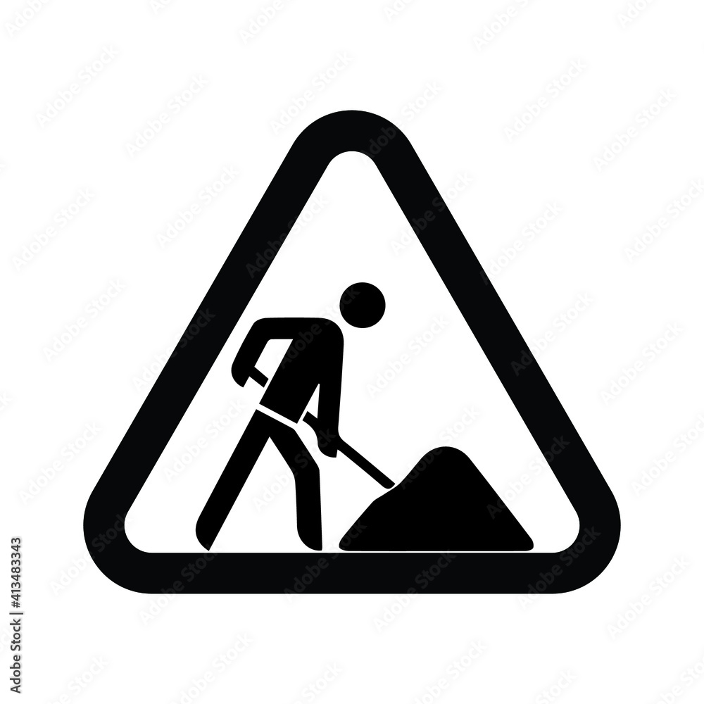 road sign construction in progress vector icon eps 10