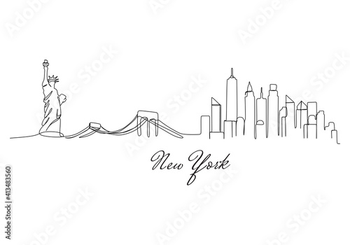 Obrazy Most Brookliński  new-york-skyline-continuous-one-line-drawing